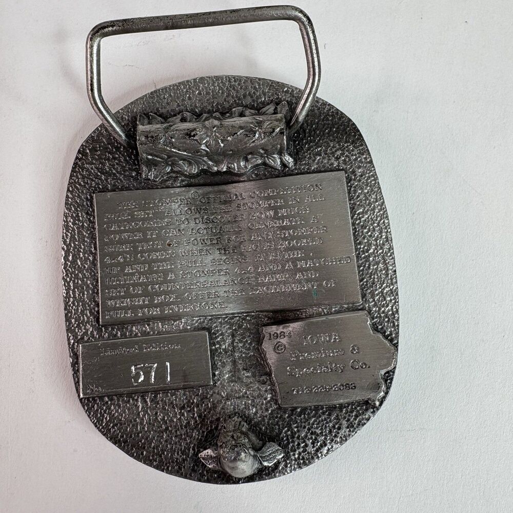 Vintage Stomper 4X4 Belt Buckle, Official Puller, Limited Edition 571 Rare, 1984 - Picture 3 of 6